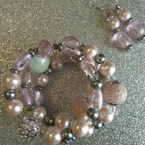 SOLD - Wrap bracelet with earrings